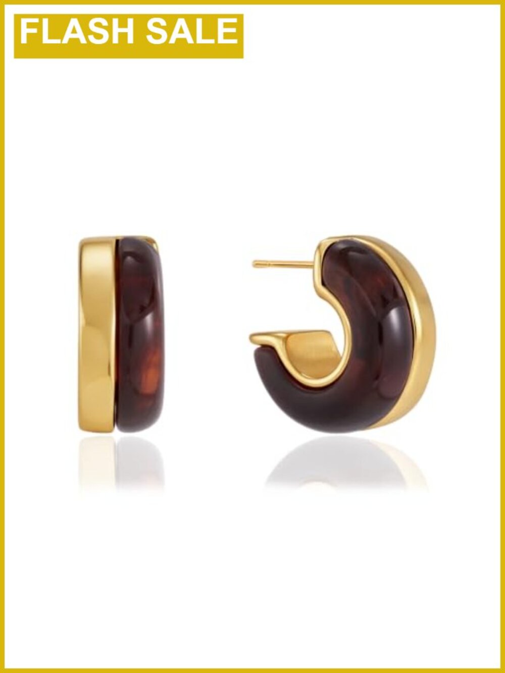 Chunky Two Tone Stainless Steel Acrylic Hoop Earrings Statement